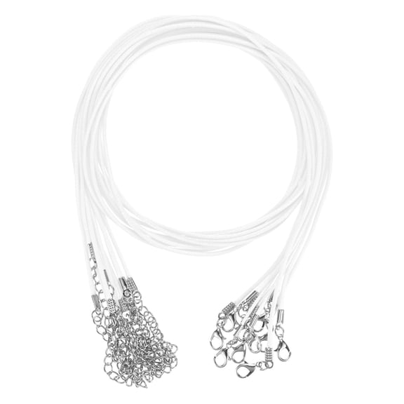 10 Pack 24" Waxed Necklace Cord, Bracelet Cord with Lobster Clasp 1.5mm Bulk Necklace String Rope for Pendants, Bracelets, Jewelry Making Supplies, DIY Beading Supplies[White]