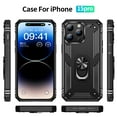thumbnail image 3 of Dteck for Apple iPhone 15 Pro, Military Grade Armor Ring Holder Case Heavy Duty Magnetic for Car Mount Holder Shockproof TPU Bumper Hard PC Case Rotatable Ring Kickstand Cover,Black, 3 of 7