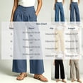 thumbnail image 4 of VBVC Women's High Waisted Cotton Linen Pants , Wide Leg Work Business Trousers For Women , Ladies' Button Detail Pleated Pants with Pockets,Blue,S-XL, 4 of 7