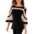 thumbnail image 2 of Floenr Women's Plus Size Tops,Women's Leakage Shoulder Long Sleeve Sweatshirt Pullover Tops Blouse Shirt, 2 of 5