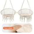 thumbnail image 3 of Comfort - Packed Beige Hanging Chair with Steel O - rings - Ideal for Indoor Zones like Entryway, Hallway, Loft, 3 of 7