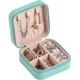 thumbnail image 1 of SURJDE Travel Jewelry Case, Small Jewelry Box Portable Jewelry Travel Organizer Display Storage Case for Rings Earring Necklace Bracelet, Gift for Women Girls, Blue, 1 of 6