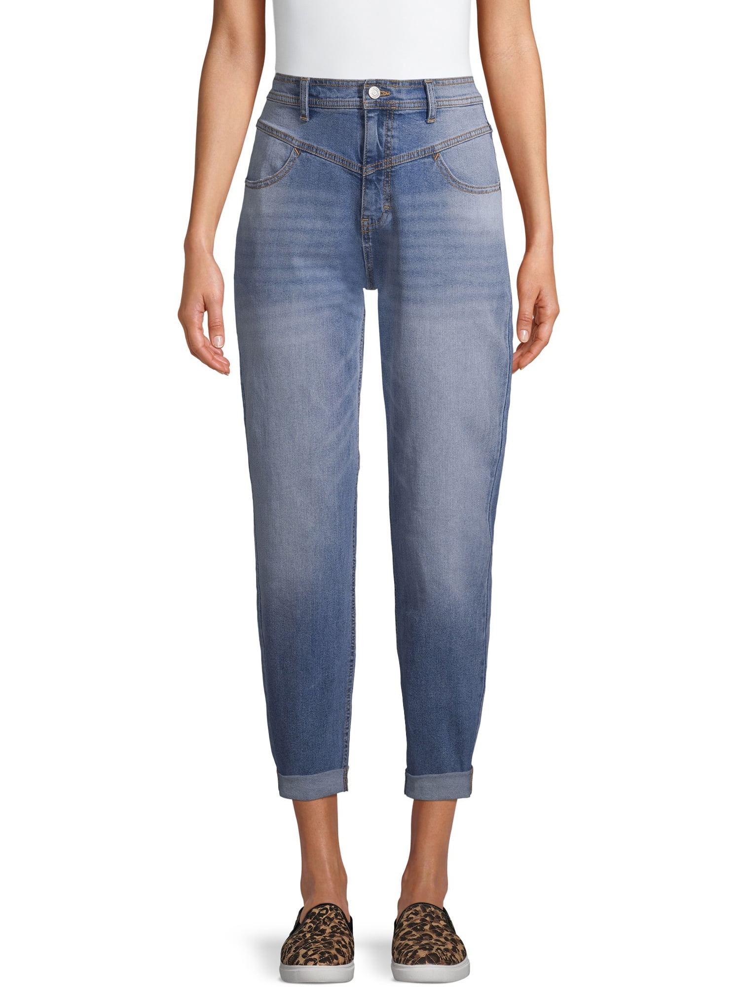 Jordache Vintage Women's Cher High Rise Yoke Front Mom Jeans