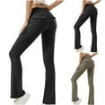 thumbnail image 4 of RYRJJ Yoga Flare Leggings for Women High Waisted Athletic Casual Pants Workout Leggings Cargo with Multi Pockets Bootcut Yoga Pants(Black,M), 4 of 4