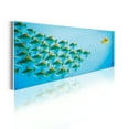 thumbnail image 1 of Animal Acrylic Glass Wall Art, Flock of Fish Swimming Opposite Stream Against Deep Ocean Underwater, Panoramic Decor Living Room Bedroom & Dorms, 47" x 16", Sky Blue Green and Khaki, by Ambesonne, 1 of 1