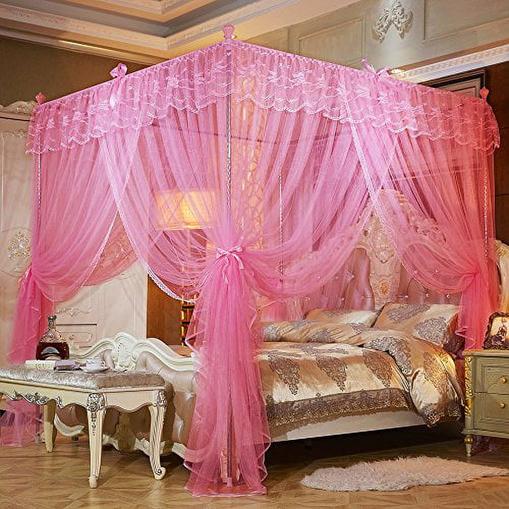  Mengersi Bed Canopy for Girls,Canopy Bed Curtains Canopy for  Bed Drapes,Princess Bed Curtains Birthday Present Girls Room Decor,Pink :  Home & Kitchen