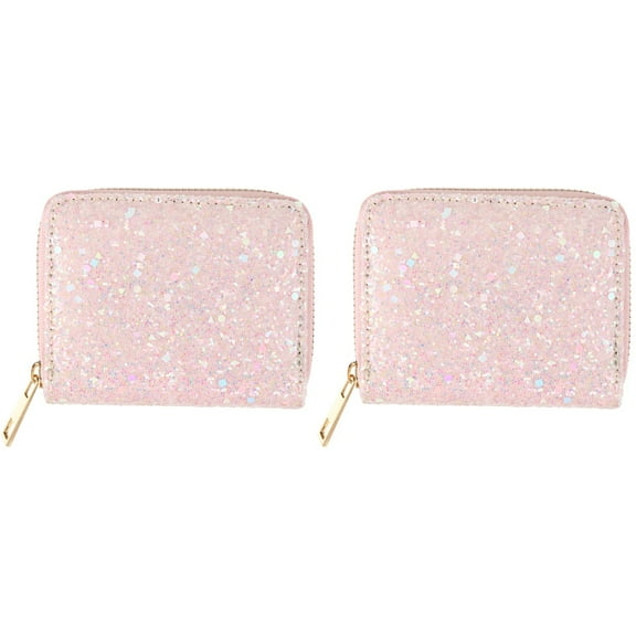 2 Pieces Women Coin Wallet Pocket Glitter Purses for Handbag Student Travel