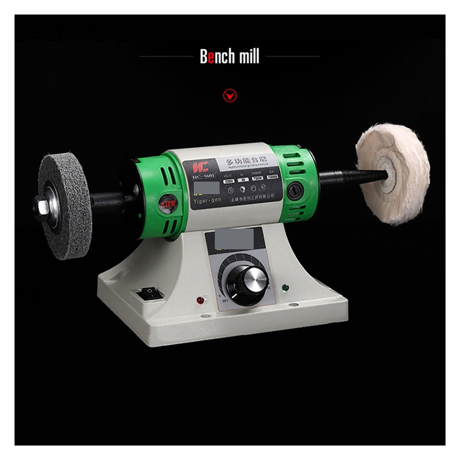 Electric Bench Polishing Grinding Machine Gem Jewelry Rock Grinder Desktop Lathe Polisher Adjustable Speed 0-10000RPM 750W