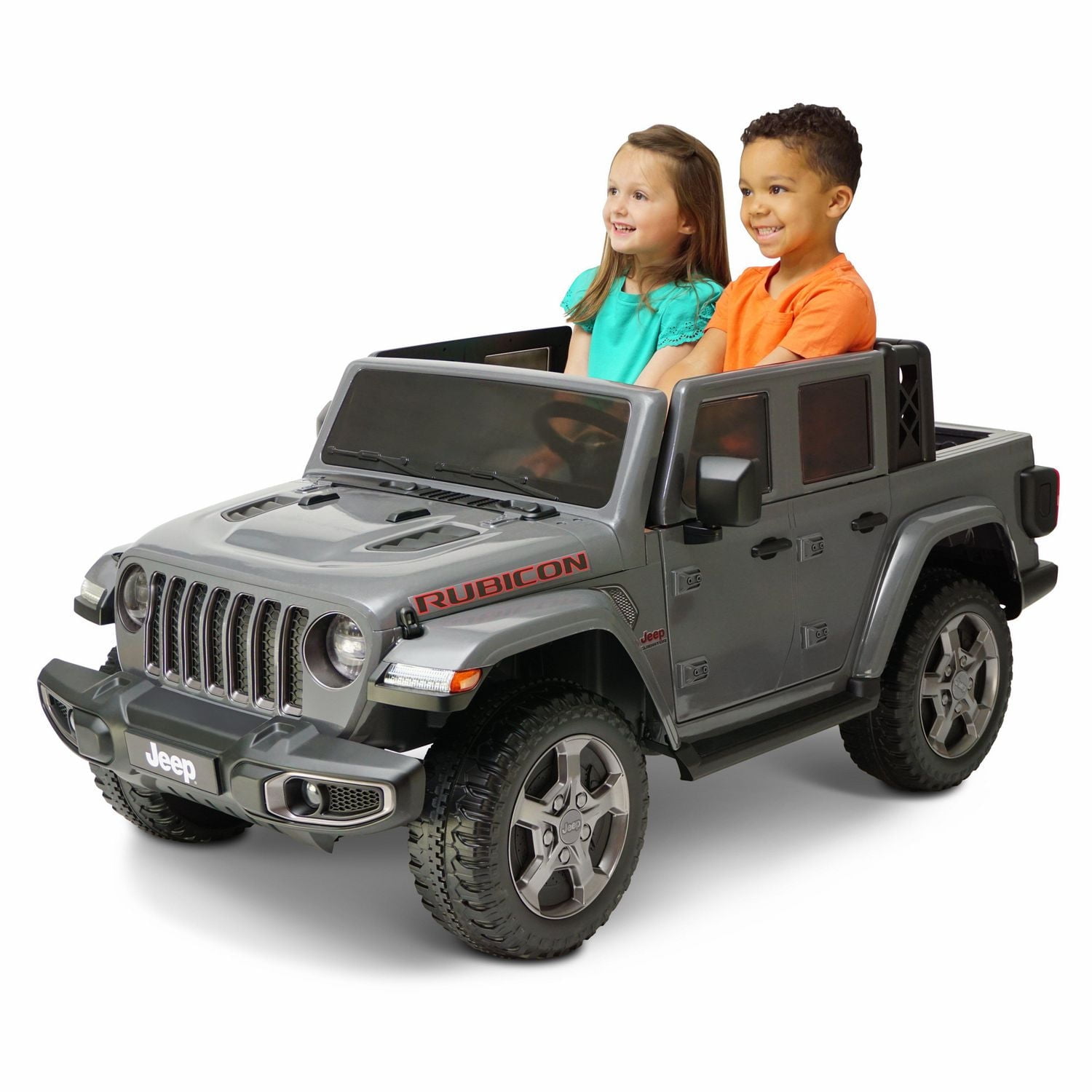 12V Jeep Gladiator Rubicon Battery Powered Ride-on, 2-Seater, Gray, Child Ages 3-8, Max Speed 5 mph