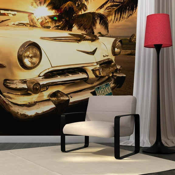Tiptophomedecor Vintage Wallpaper Wall Mural - Old Cuban Car