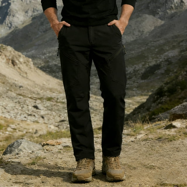 NTACZA Pants Men's Straight Leg Black Cargo Work Hiking Pants Zipper Ripstop Outdoors Men Trousers 2X