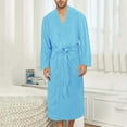 thumbnail image 2 of KyCheLot Mens Bath Robes Vintage Color Block Loose Long Sleeve with Belt over Knee Length Pajamas, 2 of 7