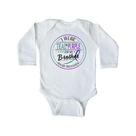 

Inktastic Suicide Prevention- I Wear Teal and Purple for My Brother Gift Baby Boy or Baby Girl Long Sleeve Bodysuit