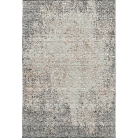 HomeRoots 674892 10 x 14 ft. Taupe & Ivory Abstract Transitional Washable Machine Made Rectangle Area Rug with UV Protection