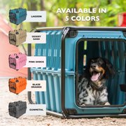 Mammoth Guardian Strong and Durable 36 Plastic Dog Kennel, Blue, Heavy-Duty Travel Crate