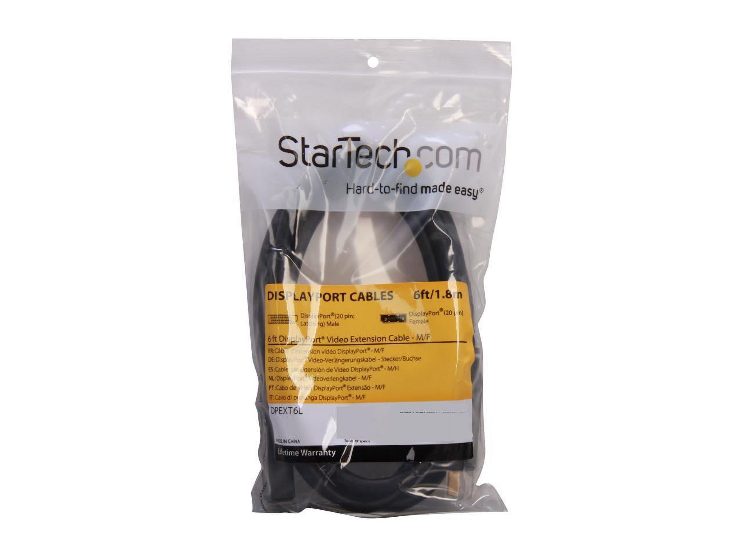 StarTech.com DPEXT6L 6 ft. Black Connector A: 1 - DisplayPort (20 pin; Latching) Male
Connector B: 1 - DisplayPort (20 pin) Female DisplayPort Video Extension Cable Male to Female - image 3 of 3
