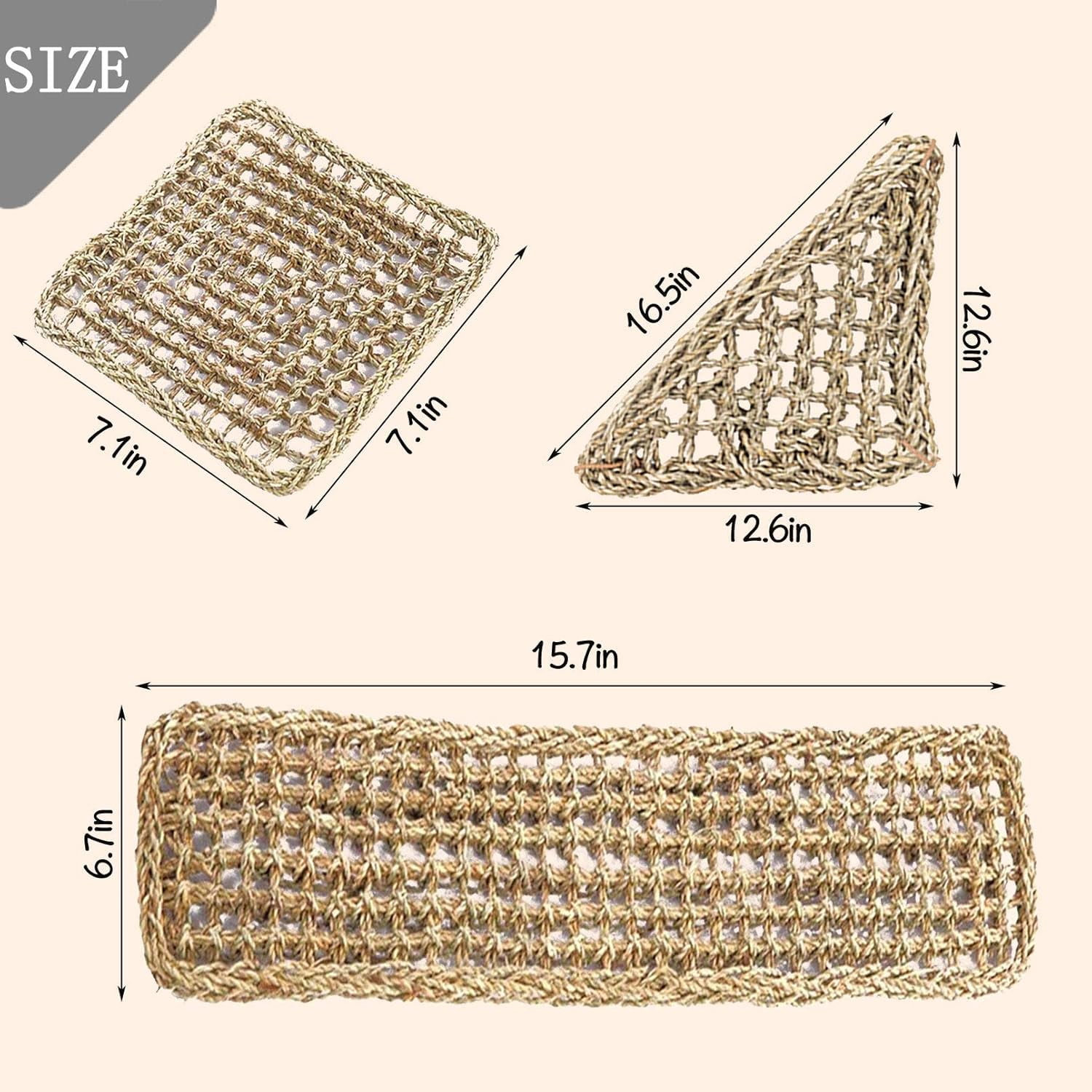 Bearded Dragon Hammock, Reptile Lounger Natural Seagrass Lizard Habitat Tank Accessories Jungle Climber Vines Flexible Leaves Decor for Climbing Reptiles Chameleon Gecko Snakes