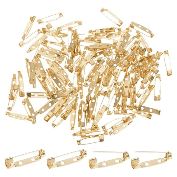 120-Pack Bar Pins, 1 Inch Brooch Pin Backs Safety Clasp for Badges/Name Tags/Corsage/DIY Crafting Sewing Fabric[25mm, Light Golden]