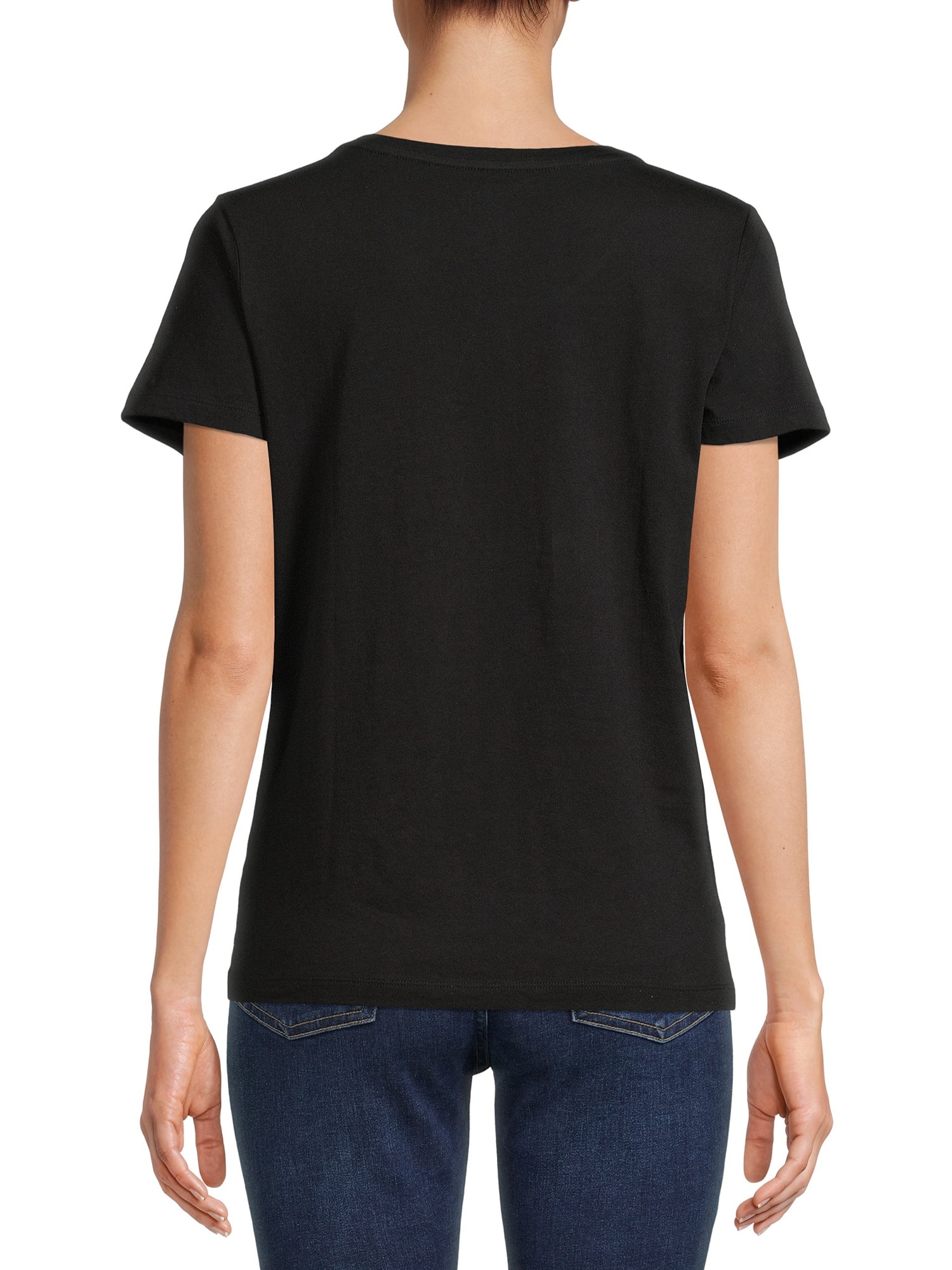 Time and Tru Women's V-Neck T-Shirt with Short Sleeves