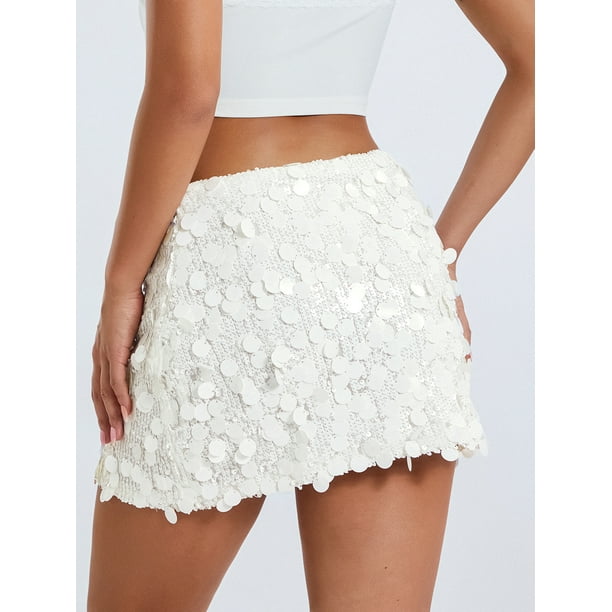 Sylvamorning Women Sequin Mini Skirt Glitter Dance Short Dress for