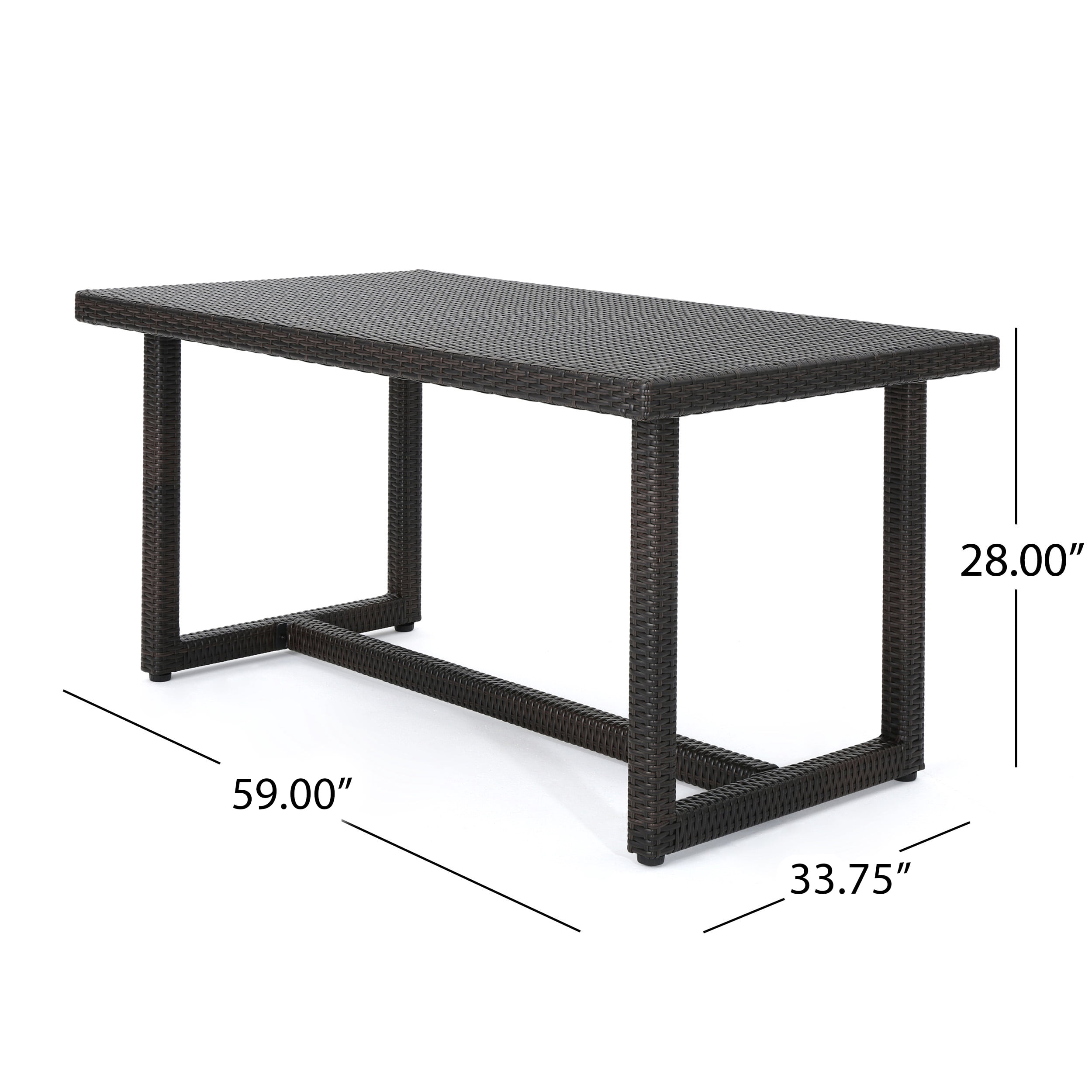 Avianna Outdoor 59 Inch Wicker Dining Table, Multibrown