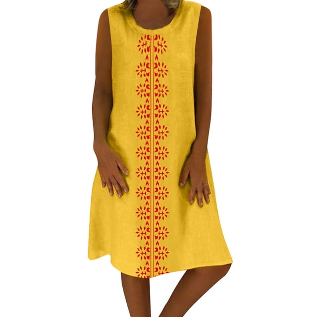 Robe Grande Taille pour Femmes Été Femmes Style Été Col en V Imprimée Coton et Lin Décontractée Robe Grande Taille pour Dames