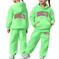 thumbnail image 3 of Girls Sweatsuit 2 Piece Set Letter Printed Long Sleeve Warm Hoodies Joggers Casual Fall Winter Child Stylish Comfortable Outfits for Girls 8-9 Years, 3 of 8