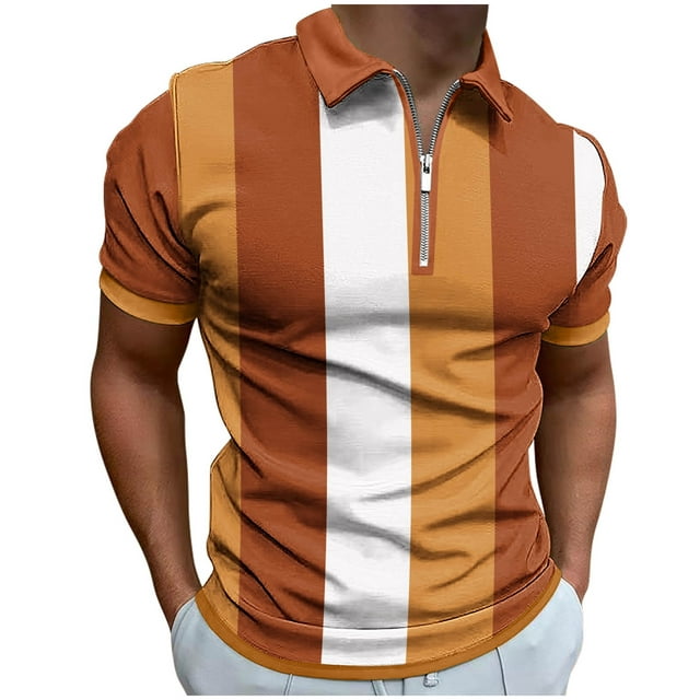 HKEJIAOI Men's Shirts Short Sleeve Performance Slim Fit Zip T-Shirts for Sports