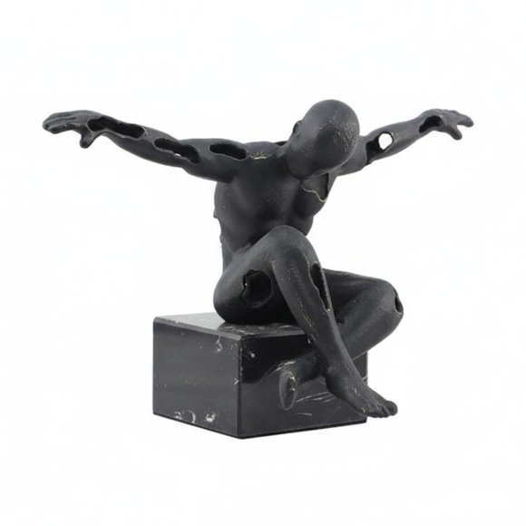 kowaku Abstract Human Figure Statue Minimalist Marble Base Ornament Versatile Decor Abstract Art Figure for Hotel Lobby, Office, Bookshelf