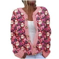 thumbnail image 2 of Jsaierl Womens Christmas Cardigan Sweaters Plus Size Dressy Long Sleeve Cute Printed Open Front Button Knit Outwear, 2 of 3