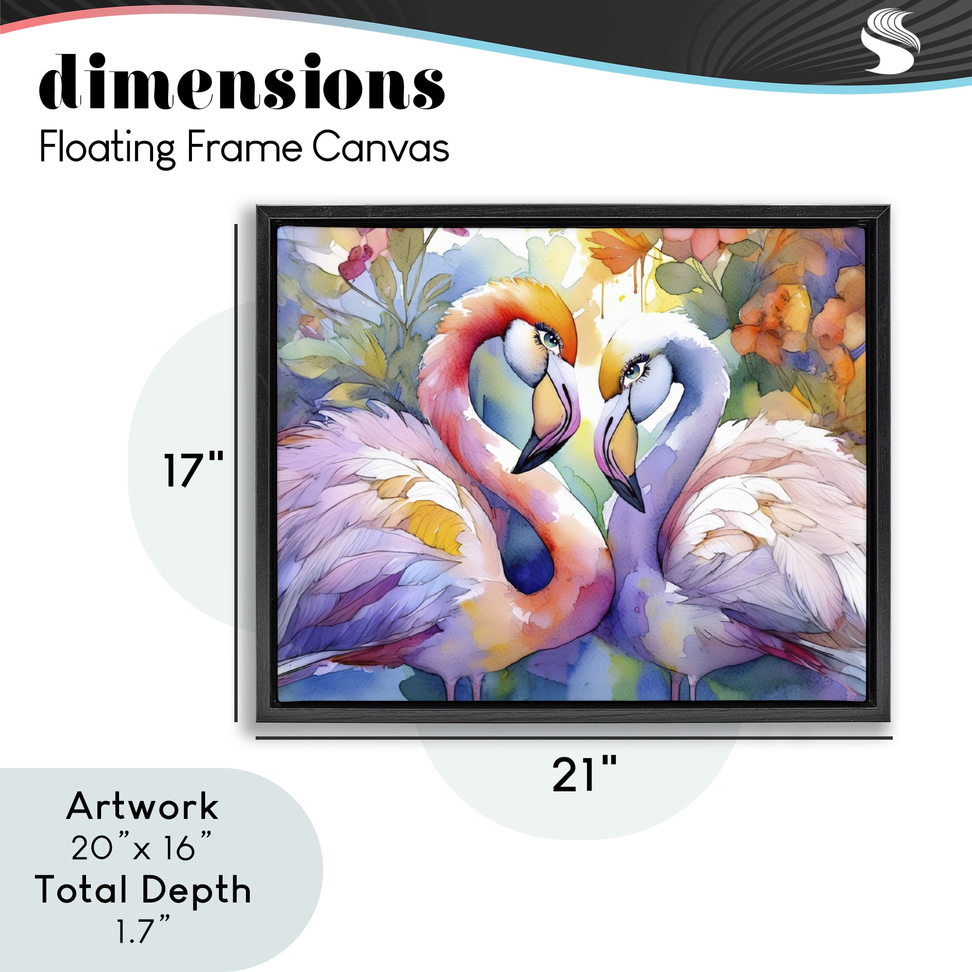 Stupell Industries Flamingo Love Pair Black Framed Floater Canvas Wall Art, design by Shelly Craig