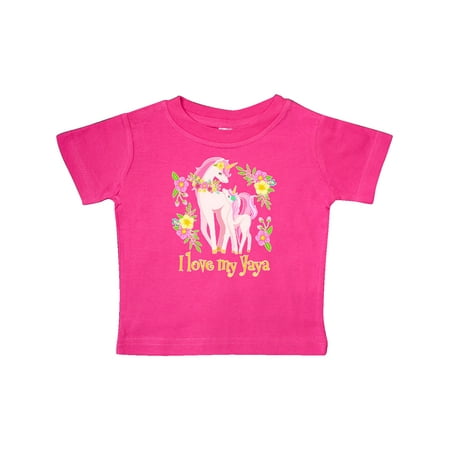 

Inktastic I Love My Yaya Unicorn with Pink and Yellow Flowers Gift Baby Boy or Baby Girl T-Shirt