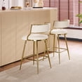 thumbnail image 3 of VINGLI Velvet Counter Height Bar Stools Set of 2, 26" H Counter Bar Stool for Kitchen Island, Barstools with Metal Gold Legs for Home Bar Coffee, White Outdoor Bar Stools, 3 of 9