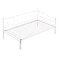 thumbnail image 3 of Twin Size Metal Daybed with Twin Size Adjustable Trundle, Portable Folding Trundle Heavy-Duty Steel Daybed with Pop Up Trundle Bed, No Box Spring Needed(White), 3 of 8