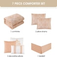 thumbnail image 6 of Nanshing Home 7 Pieces Orange Comforter Set, King Size, Jacquard with Matching Solid Microfiber Piecework, Snowflake Linear Textures, Includes Bed Skirt, Shams, and Decor Pillows, 6 of 7