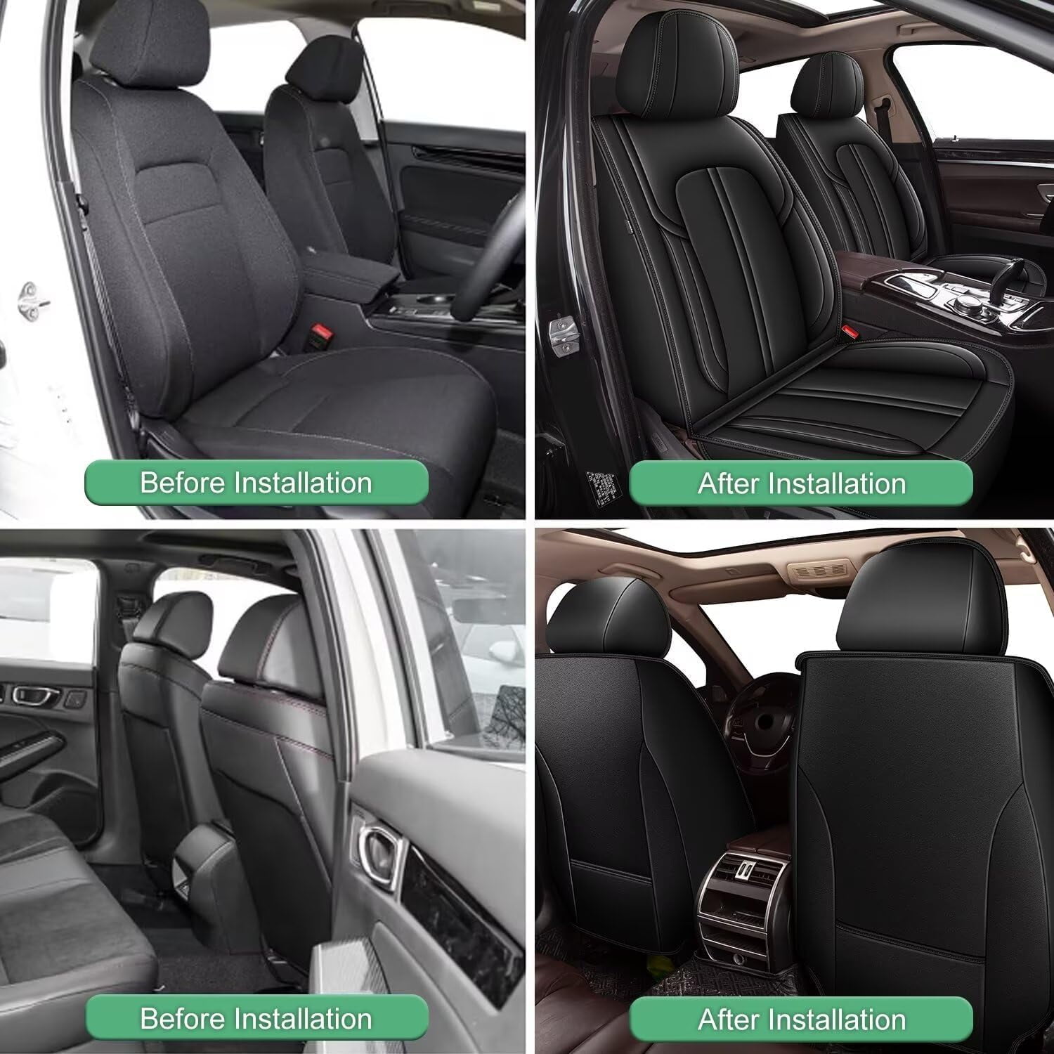 DIKSOAKR Car Seat Covers Fit for Ford F-150 2009-2025: First Row 2PCS Faux Leather Seat Covers Waterproof Automotive Seat Cushion Protector(2 Seats,Black)