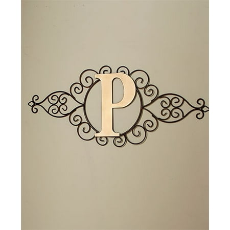 monogram metal wall art scrolled rustic finish home decor scrolling letters