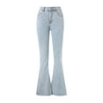 thumbnail image 5 of Franhais Women Vintage Flared Jeans, Adults High Waisted Solid Color Denim Pants with Pockets, 5 of 9
