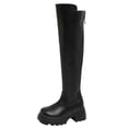 thumbnail image 2 of Womens Thigh High Long Boots Over the Knee Fall Boot Lug Sole Low Chunky Heel Fashion Boots Black 7, 2 of 7