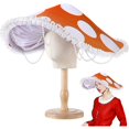 thumbnail image 1 of wonima02 Mushroom Hat Renaissance Medieval Costume Cosplay Halloween Victorian Fairy Accessories with Bead Lace Brim Cap, 1 of 1