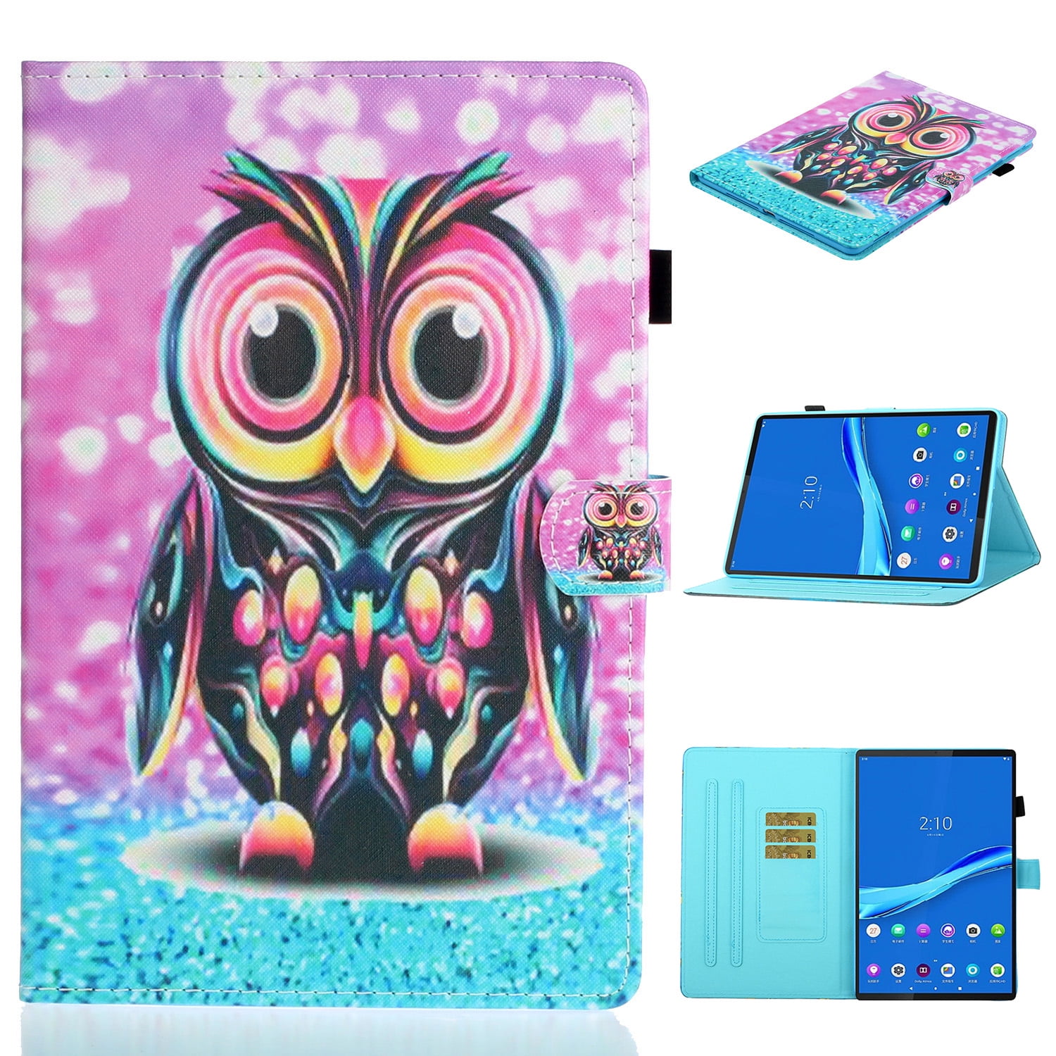 Galaxy Tab A8 10.5 Inch 2022 Case, Flip Folio PU Leather Slim Fit Multi Angle Stand Protective Wallet Cover with Auto Sleep/Wake for Samsung Galaxy Tab A8 10.5 Inch 2022 (SM-X200/X205/X207),Owl