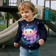 thumbnail image 3 of Garronmavis Cute Axolotl Toddler Girl Sweatshirt 2T Warm Pullover Drop Shoulder Sweater Top Ruffle Pullover Crewneck Long Sleeve Shirt Stylish Girls Crewneck Sweatshirt for Toddler Kids, 3 of 7