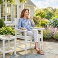 thumbnail image 6 of Outsunny All-Weather Patio Chair, HDPE Patio Dining Chair, Heavy Duty Wood-Like Outdoor Furniture, White, 6 of 9