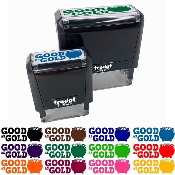 Good as Gold Pot of Gold Teacher Student School Self-Inking Rubber Stamp Ink Stamper - Blue Ink - Large 2-3/4 Inch