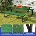 thumbnail image 5 of ModFusion 6ft Outdoor Picnic Table & Chair Set, Green Wood Frain HDPE Panels with Black Iron Legs, Detachable Design, Weather-Resistant, 5 of 8