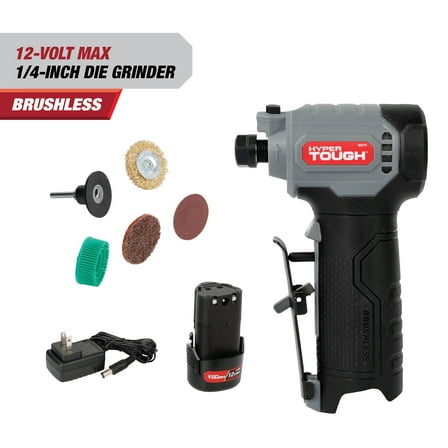 Hyper Tough 12V Max Brushless 1/4-inch Cordless Die Grinder with 1.5AH Lithium-Ion Battery and Charger