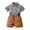 Coffee, variant on GZEFJRQM Boys Suit Family Photo Outfits Button Down Short Sleeved Lapel Plaid Skirt with Bow Tie Strap Shorts 2pcs Sets Toddler Boy Clothes for Wedding Communion and Party Grey 12-18 Months