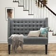thumbnail image 4 of 46" Small Modern Loveseat Settee Sofa 2-Seat Sofa Couch Tufted Love Seat Dining Bench with Nail Head Trim Back Banquette Sofas for Living Room Small Space Entryway Hallway Slate, 4 of 17