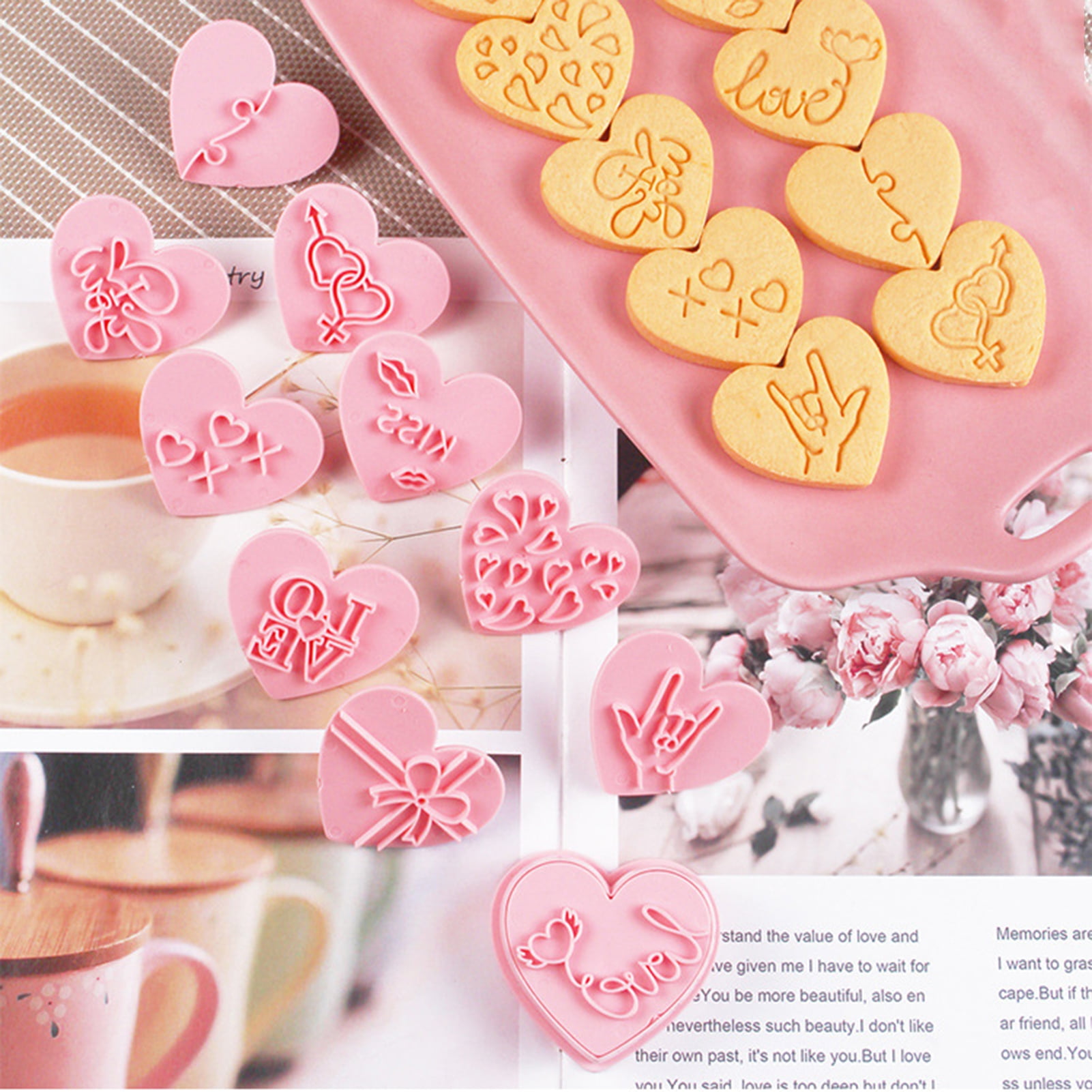 2024 Heart Shape Love Word Valentine's Day Reverse Stamp Home DIY 3D Cookie  Cutter Cake Baking Tool Confession Love Biscuit Mold - AliExpress