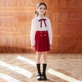 thumbnail image 2 of BOOMNY Girls School Uniform 3 Peice Sets British Long Sleeve Shirts Dress And Bowtie Sets for Kids Elegant Clothing Set, 2 of 9